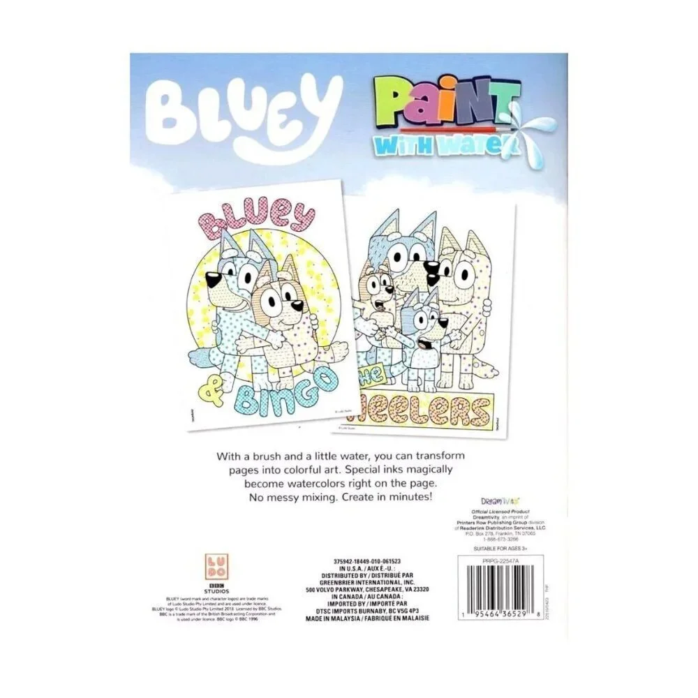 NEW Bluey Paint with Water Family Fun Activity Book Brush Water